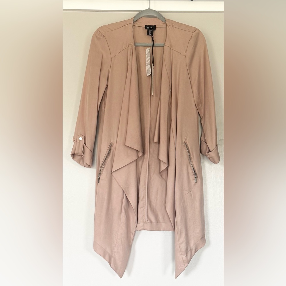 NWT Nicole Miller Women's Soft Pink Long Blazer